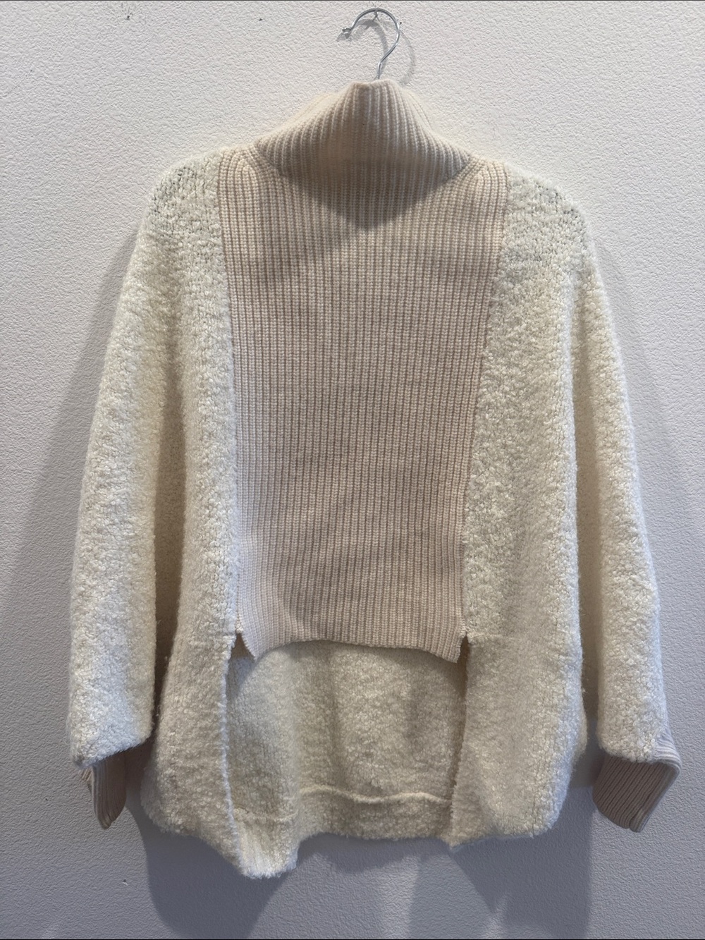 BCBGMaxAzria Cream & Beige Turtleneck Panel Sweater